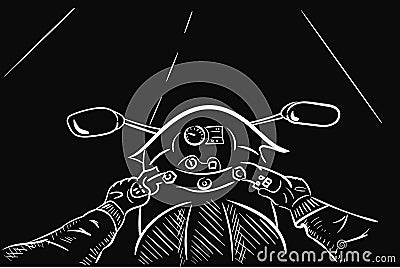 First face moto white lines on black background Vector Illustration