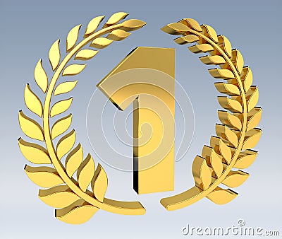 First golden price icon 3D rendering Stock Photo