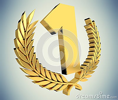 First golden price icon 3D rendering Stock Photo