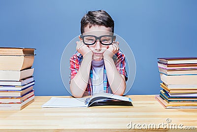 First grade child learns homework Stock Photo