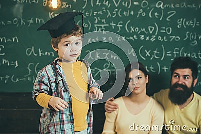 First grade concept. First grade pupil. Little child ready for first grade. Study hard and make grade Stock Photo