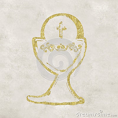 First holy communion, golden chalice Stock Photo