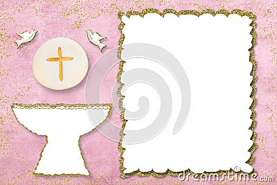 First holy communion invitation card Stock Photo