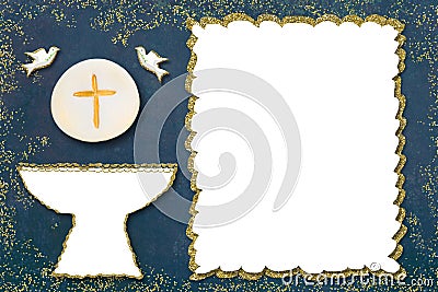 First holy communion invitation card Stock Photo