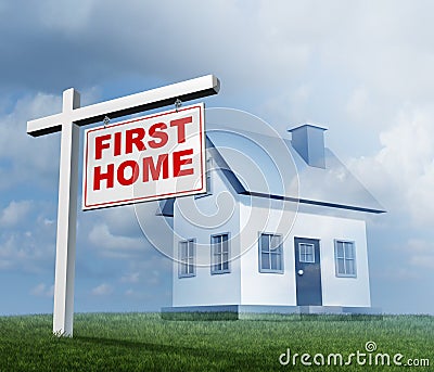 First Home Real Estate Cartoon Illustration