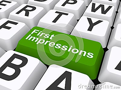 First impressions button Stock Photo