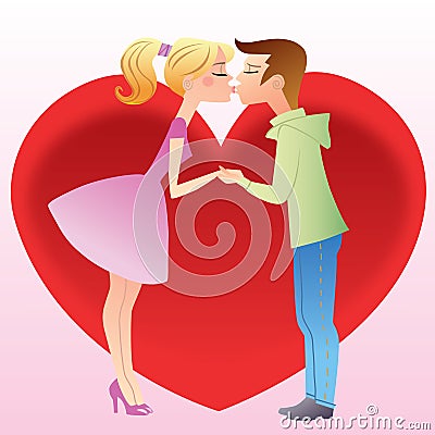 First kiss a girl and boy Stock Photo