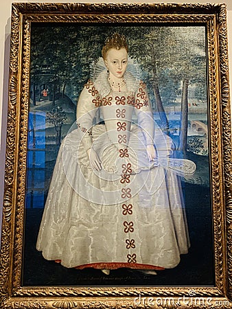 First known portrait of Princess Elizabeth Stuart at the Queen`s House museum in Greenwich London England Editorial Stock Photo