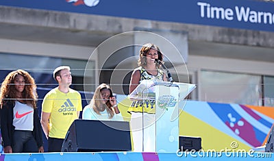 First Lady Michelle Obama Encourages Kids to Stay Active at Arthur Ashe Kids Day at Billie Jean King National Tennis Center Editorial Stock Photo