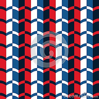 Simple Red Blue Horizontal Seamless Pattern | Libo Series Vector Illustration