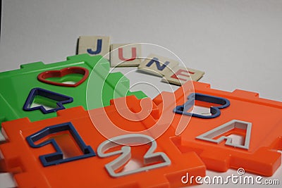 June letters on wite background Stock Photo