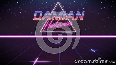 first name Damian in synthwave style Stock Photo