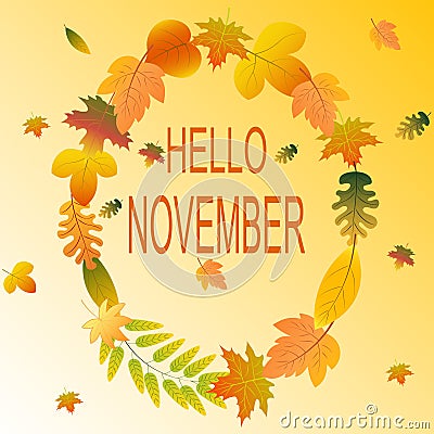 First November hello Autumn Background. Vector Illustration