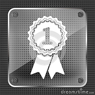 First place award badge with ribbons icon - illustration Vector Illustration