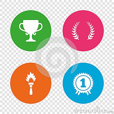 First place award cup icons. Prize for winner. Vector Illustration