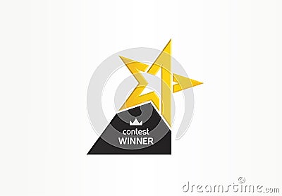 First place, contest winner, number one creative symbol concept. Award, champion abstract business logo idea. Gold star Vector Illustration