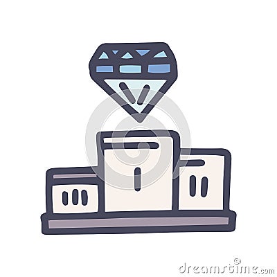 first place website color vector doodle simple icon Vector Illustration