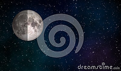 First quarter moon illustration design background Cartoon Illustration