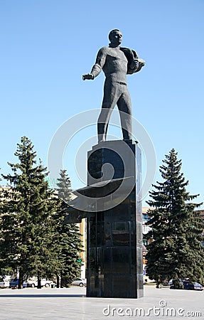 Monument of Jury Gagarin in Gagarin city Editorial Stock Photo