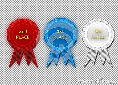 First, second, third place ribbons Stock Photo