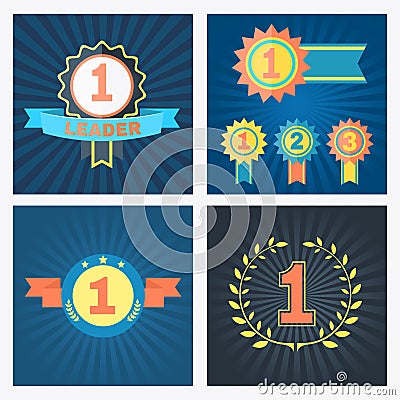 First second and third placed vector awards Vector Illustration