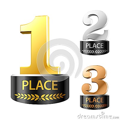 First, second and third places Vector Illustration