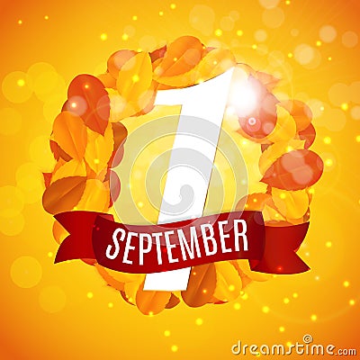 First 1 September Template Vector Illustration Vector Illustration