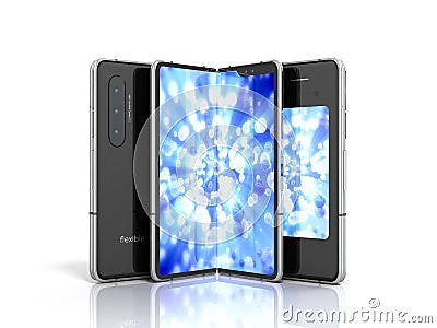 First serial flexible phone 3d render on white background Stock Photo