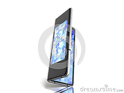 First serial foldable phone 3d render on white background Stock Photo