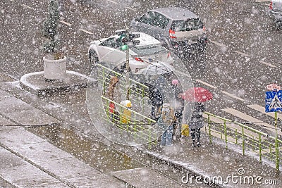 The first snow in Bucharest 07 december 2023 Editorial Stock Photo