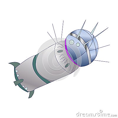 The first space rocket Vostok-1, on a white background Vector Illustration