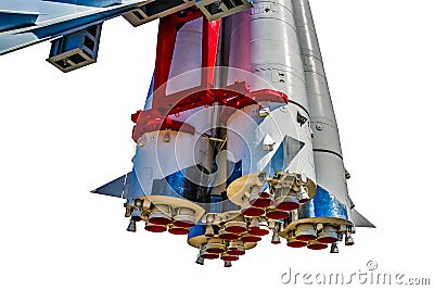 First stages and propulsion nozzles of spacecraft Vostok-1 Stock Photo