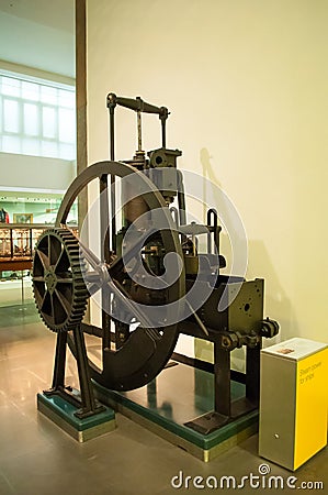 The first steam engine exhibited in the Museum of Science in London Editorial Stock Photo