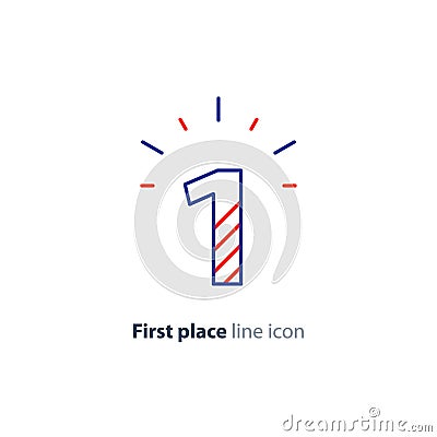 First step concept illustration, achievement level linear icon Vector Illustration