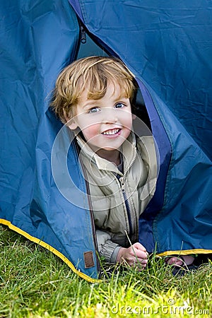 First Time Camping Stock Photo