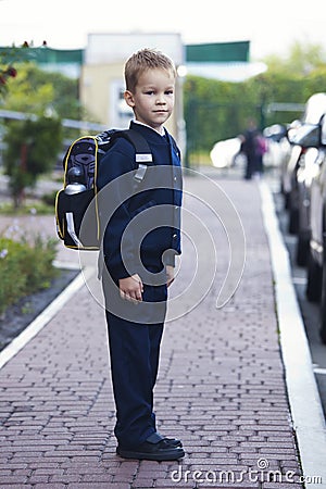 First time goes to school Stock Photo