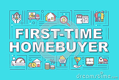 First-time homebuyer word concepts banner Vector Illustration