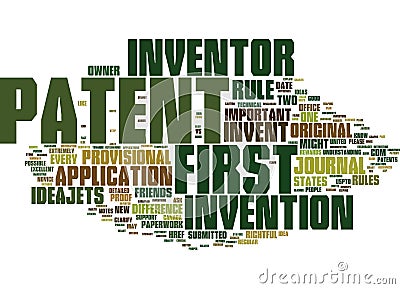 First To Invent Vs First To Patent Word Cloud Concept Stock Photo