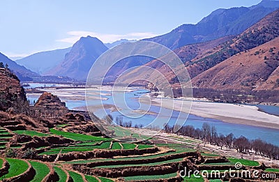 The first turn of Yangtze River, China Stock Photo