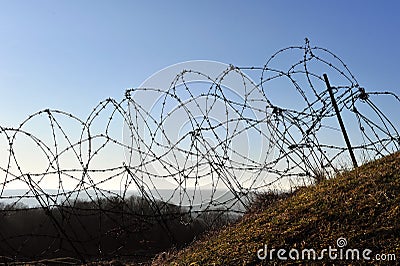 First world war Fort Douaumont barbed wire Stock Photo