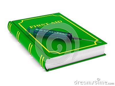 Firstaid book on white background. Isolated 3D illustration Cartoon Illustration