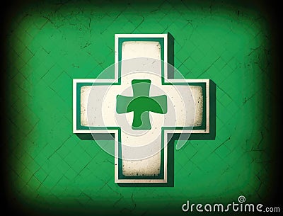 A firstaid symbol of a white cross on a green background. AI generation Stock Photo