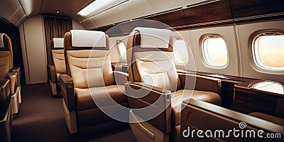 Firstclass Airplane Seats Firstclass Business Luxury Seats For Vacations Or Corporate Airplane Trave Stock Photo