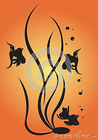 Fish and algae Vector Illustration