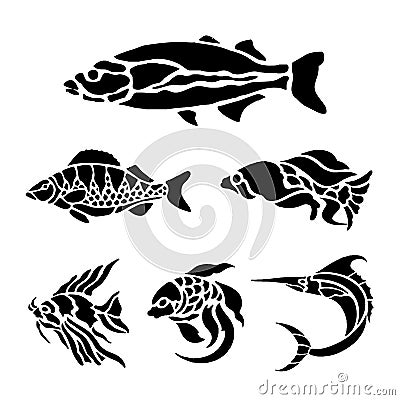 Fish Animal Aquatic Black Silhouette Illustration Vector Vector Illustration