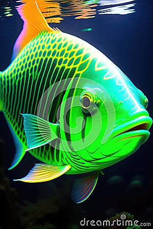 fish is on natural flame. Ai generated. Stock Photo