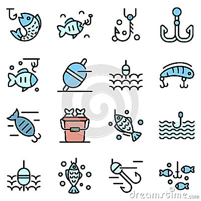 Fish bait icons set vector flat Vector Illustration