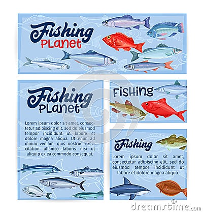 Fish banners, seafood temlplate Vector Illustration