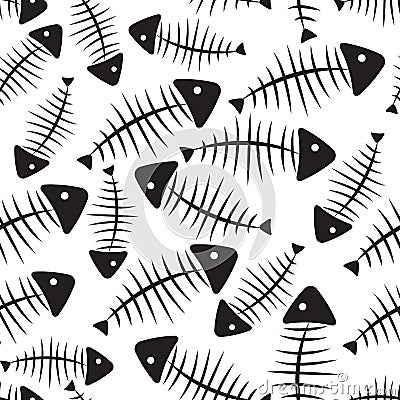 Fish Bone Seamless Pattern Background Vector Vector Illustration