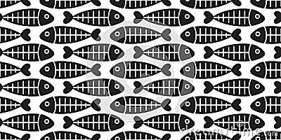 Fish bone seamless pattern vector shark fin salmon isolated wallpaper background backdrop Stock Photo